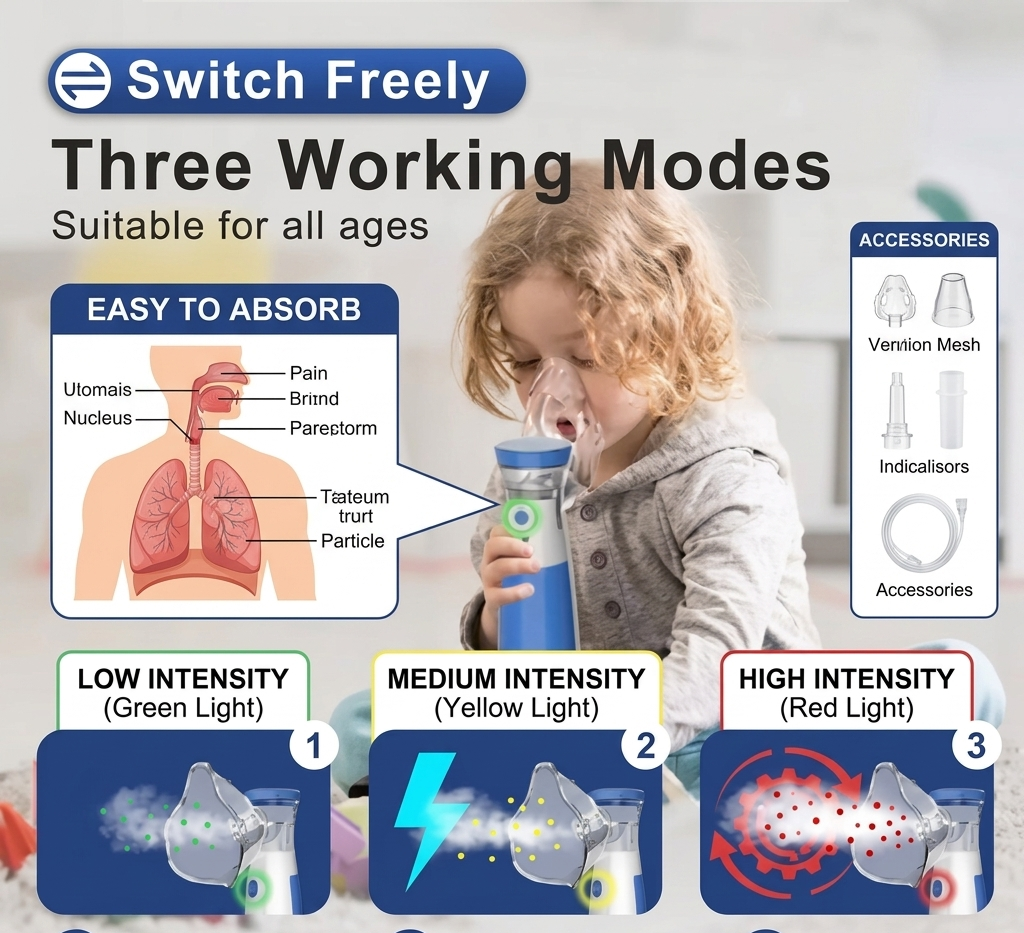 Portable Mesh Nebulizer Machine Rechargeable For Adults and Kids Mini Nebulizer (White)