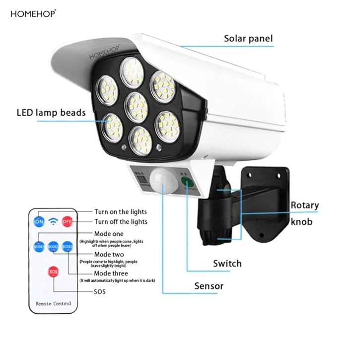 Solar Powered Dummy Camera Security Light with Remote Control