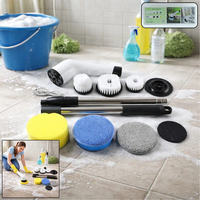 9-in-1 Electric Spin Scrubber – Smart Cleaning, Zero Effort