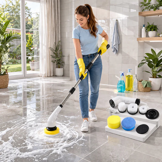 9-in-1 Electric Spin Scrubber – Smart Cleaning, Zero Effort