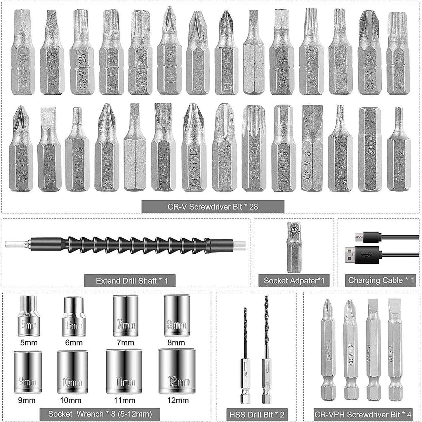 47-in-1 Multi-Purpose Screwdriver & Drill Bit Set