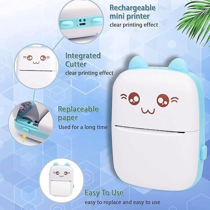 Wireless Bluetooth Cat Mini Thermal Printer – Inkless &amp; Portable