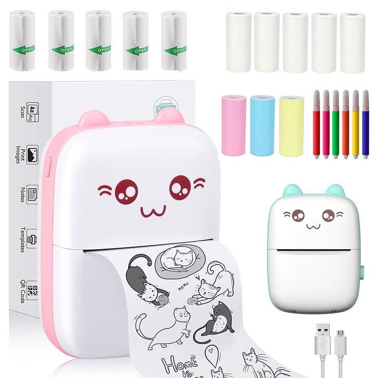 Wireless Bluetooth Cat Mini Thermal Printer – Inkless &amp; Portable